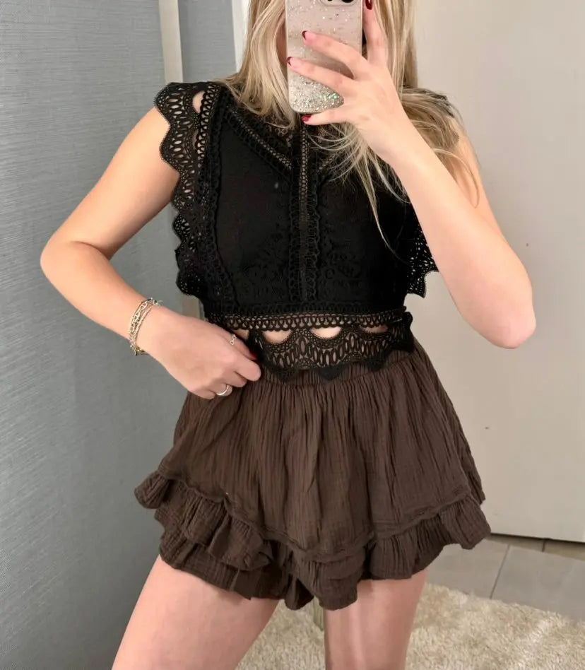 Jupe short Lou chocolat