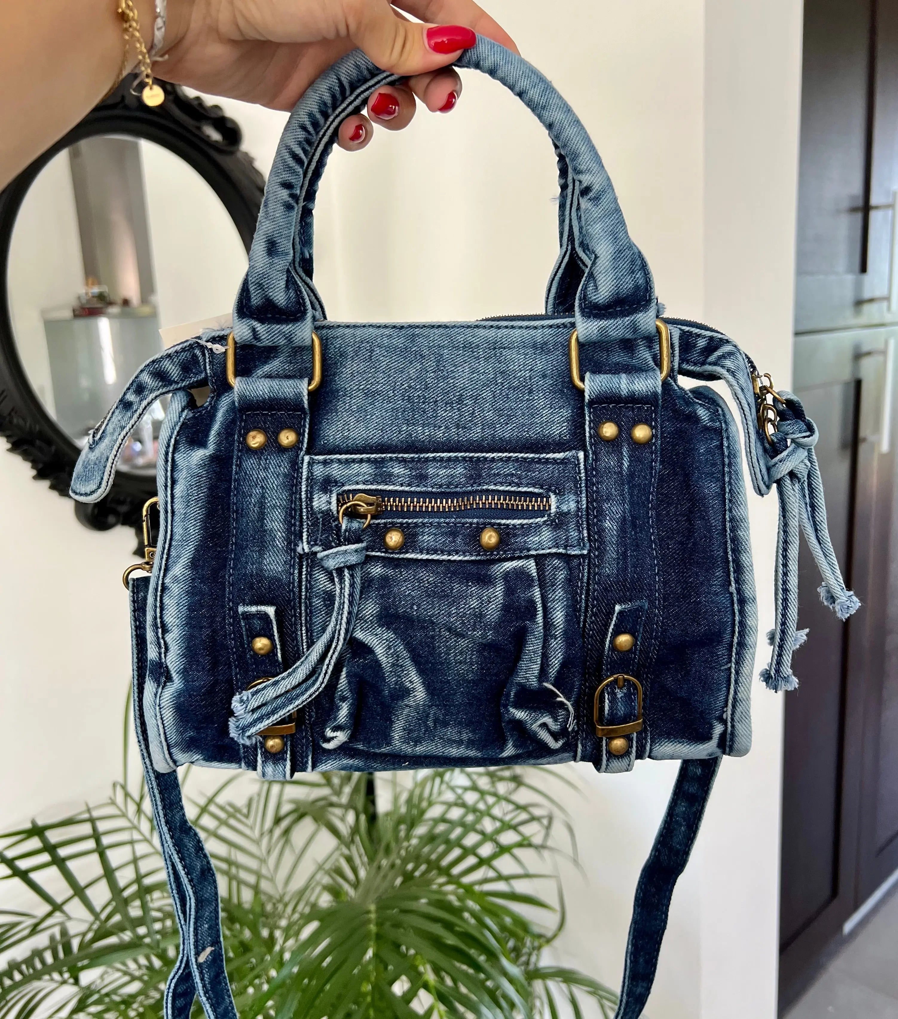 Petit sac Elsa jean bleu foncé M