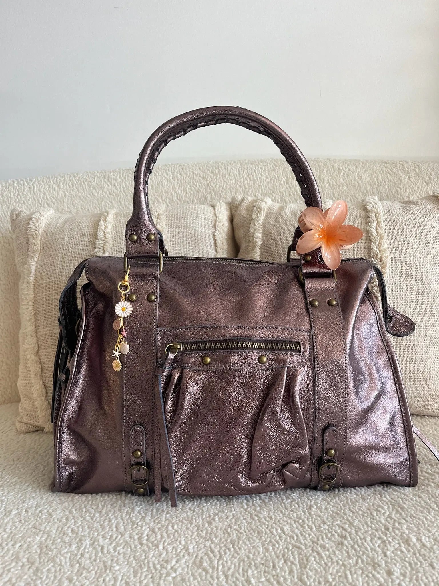 Sac Mila cuir mauve XXL