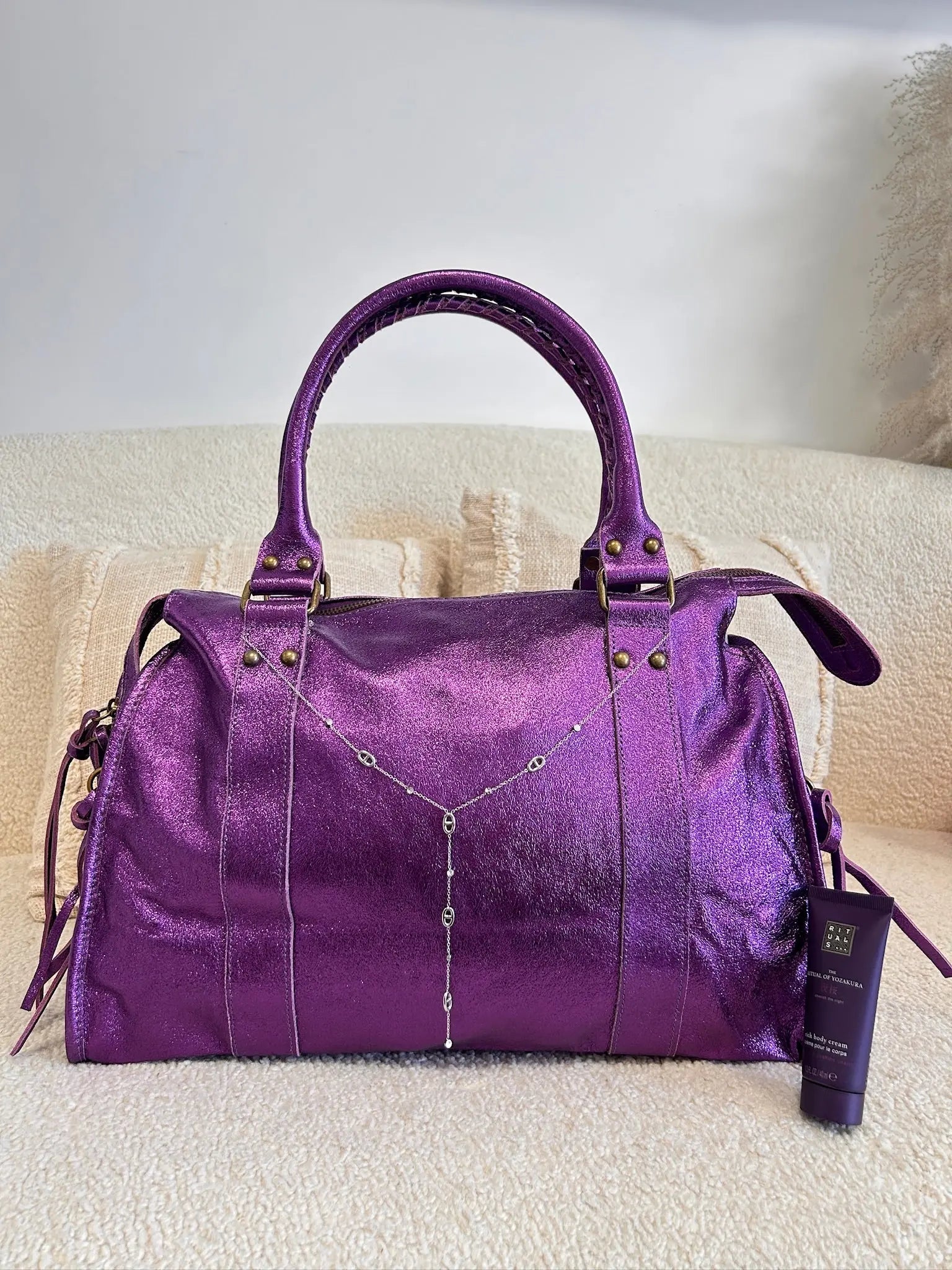 Sac Mila cuir violet XXL